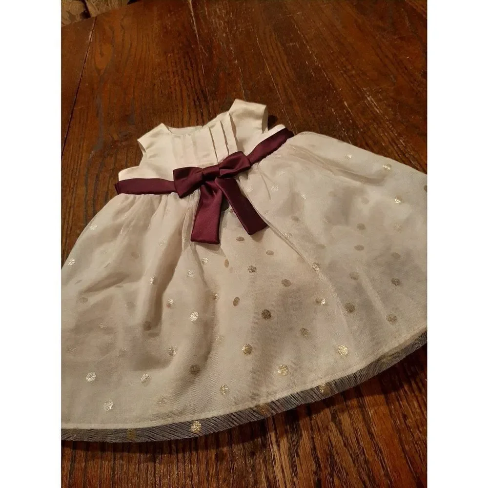 18 Month Katie M Ivory Cream Maroon Gold Formal Holiday Picture Wedding Dress
